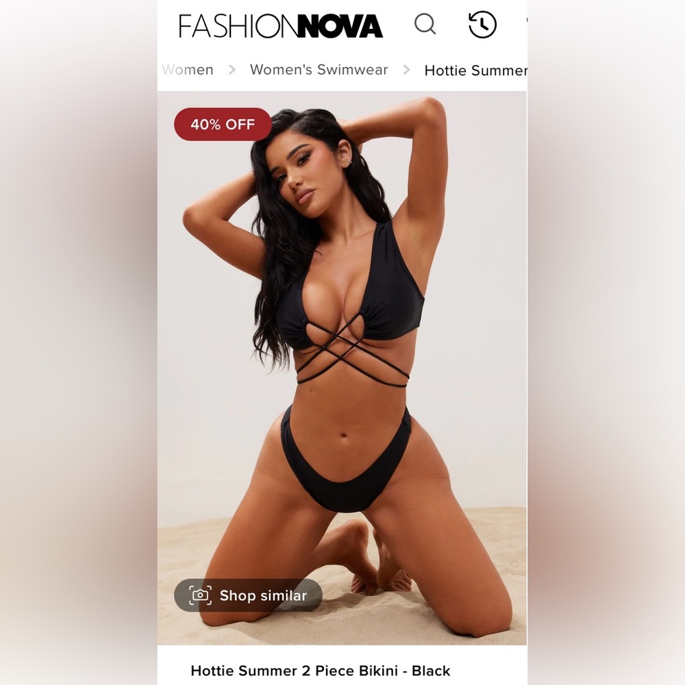 Fashion Nova-Hottie Summer 2 piece bikini in black. New never worn